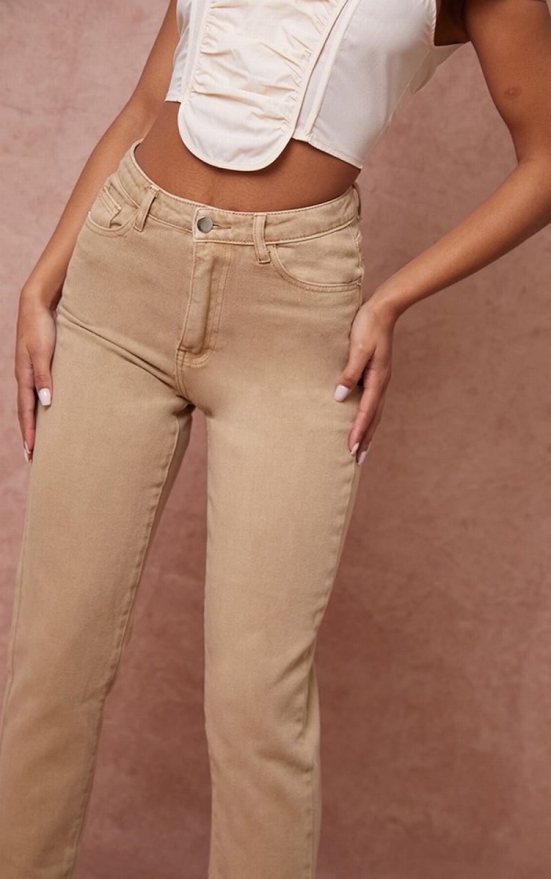 Brown Pretty Little Thing Tan Mom Jeans | KATYDMG-60