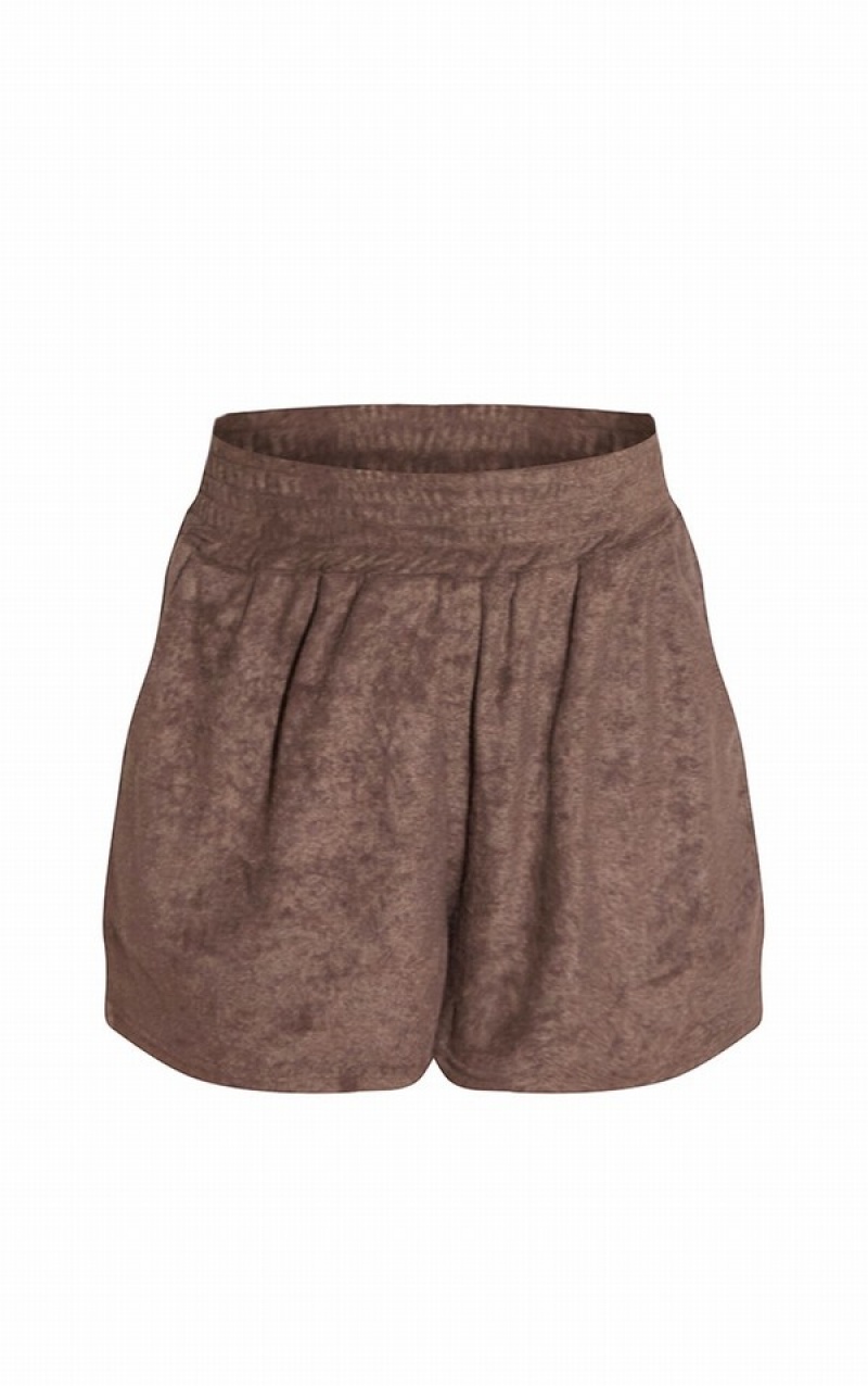 Brown Pretty Little Thing Towelling Beach Shorts | AXUHVCS-45