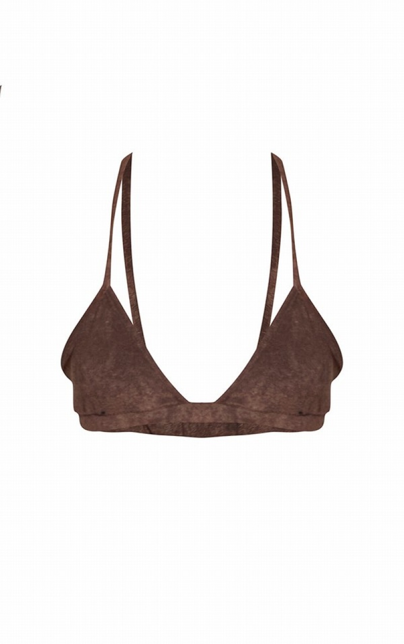 Brown Pretty Little Thing Towelling Bikini Tops | EGXDZNY-82