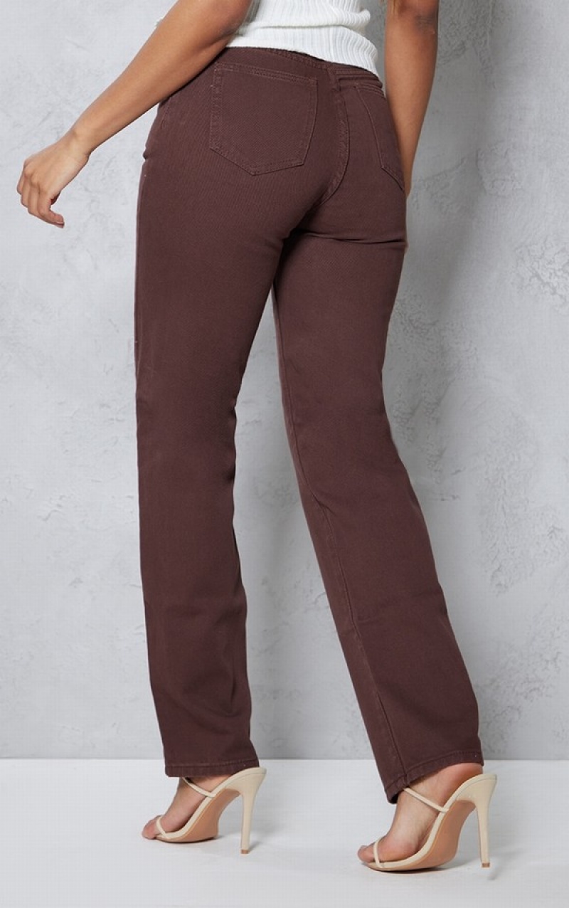 Chocolate Pretty Little Thing High Waist Straight Leg Jeans | LIVJSMC-36