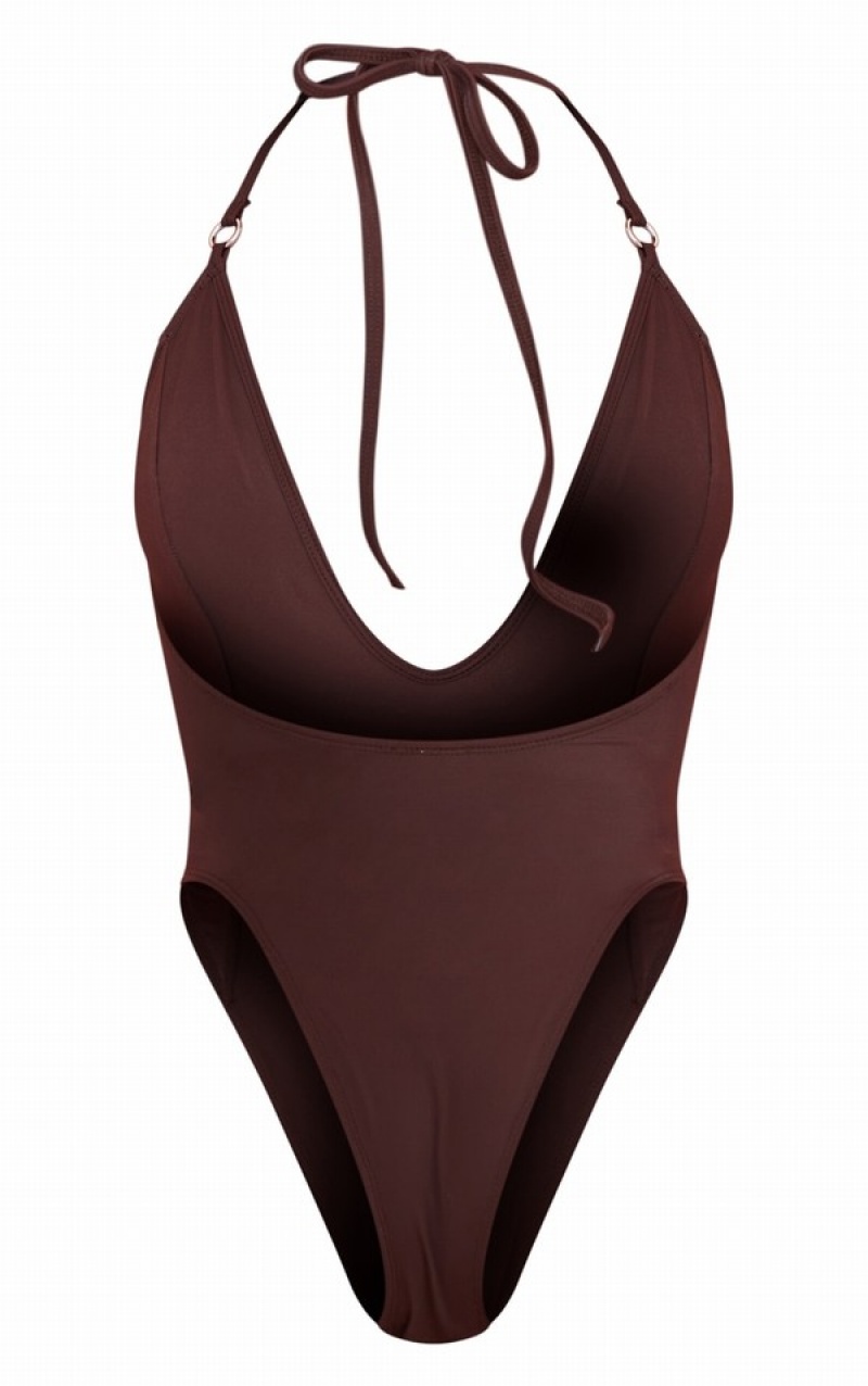 Chocolate Pretty Little Thing O Plunge Swimsuits | NGCPDQU-20