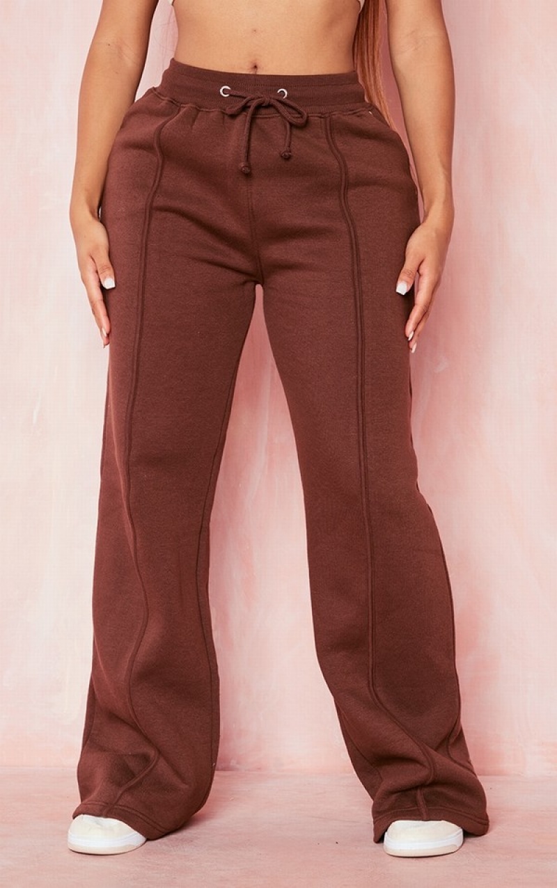 Chocolate Pretty Little Thing Shape Binded Wide Leg Sweatpants | FOHMZPL-34