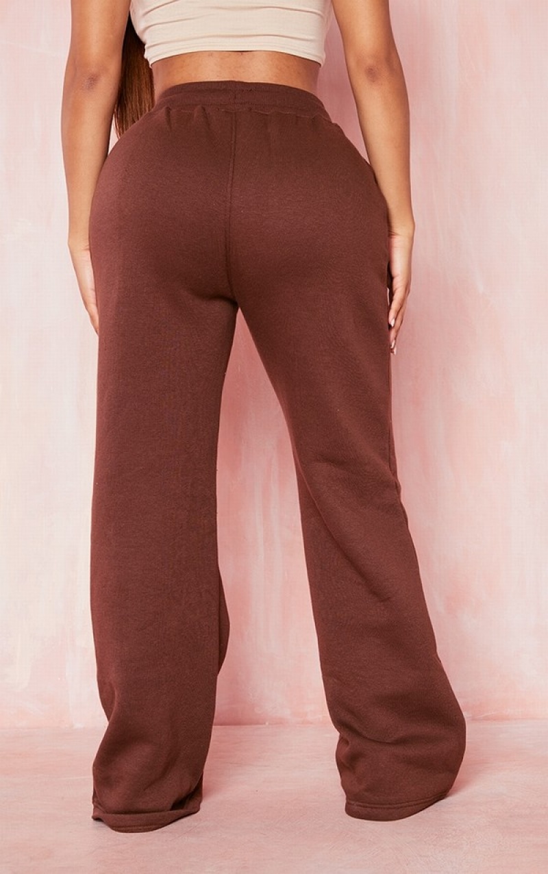 Chocolate Pretty Little Thing Shape Binded Wide Leg Sweatpants | FOHMZPL-34