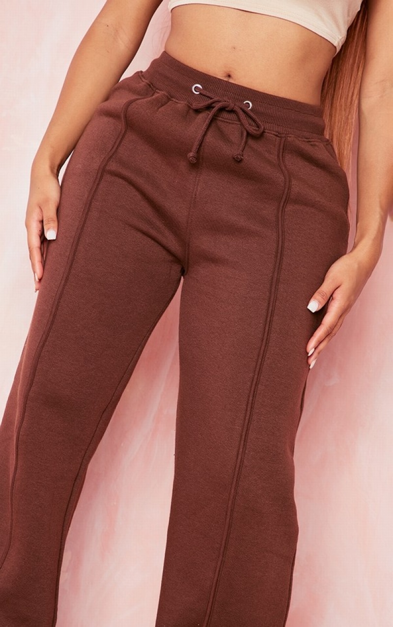 Chocolate Pretty Little Thing Shape Binded Wide Leg Sweatpants | FOHMZPL-34