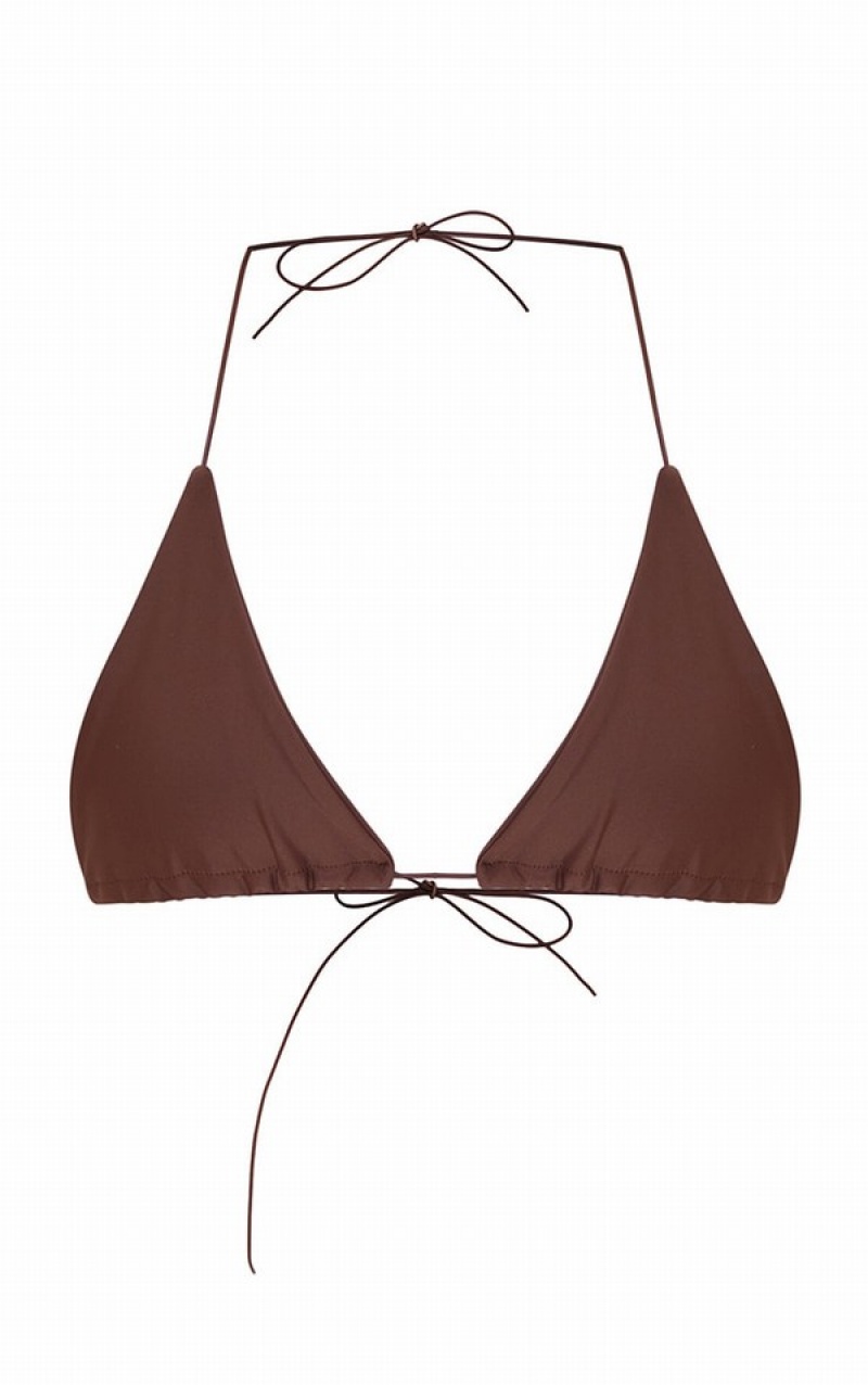 Chocolate Pretty Little Thing Triangle Bikini Tops | CTHWJSX-47