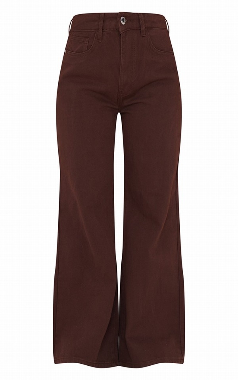 Chocolate Pretty Little Thing Wide Leg Jeans | IWZPGKB-19