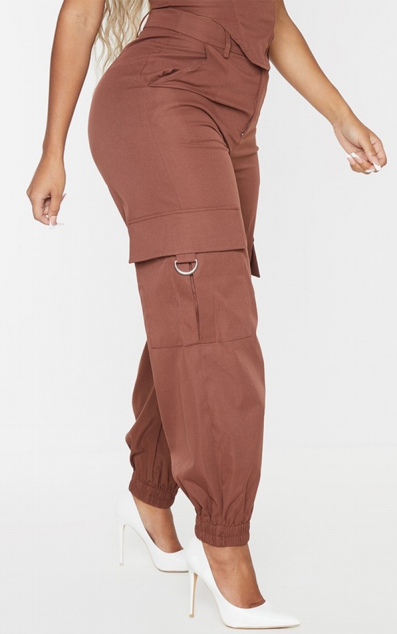 Chocolate / Brown Pretty Little Thing Shape Cargo Cuffed Sweatpants | HWGLVXU-02