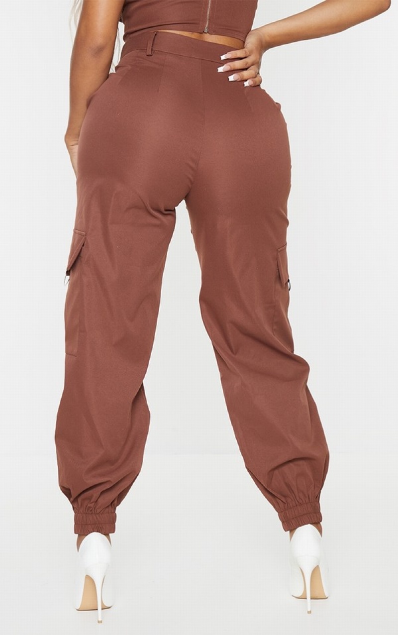 Chocolate / Brown Pretty Little Thing Shape Cargo Cuffed Sweatpants | HWGLVXU-02