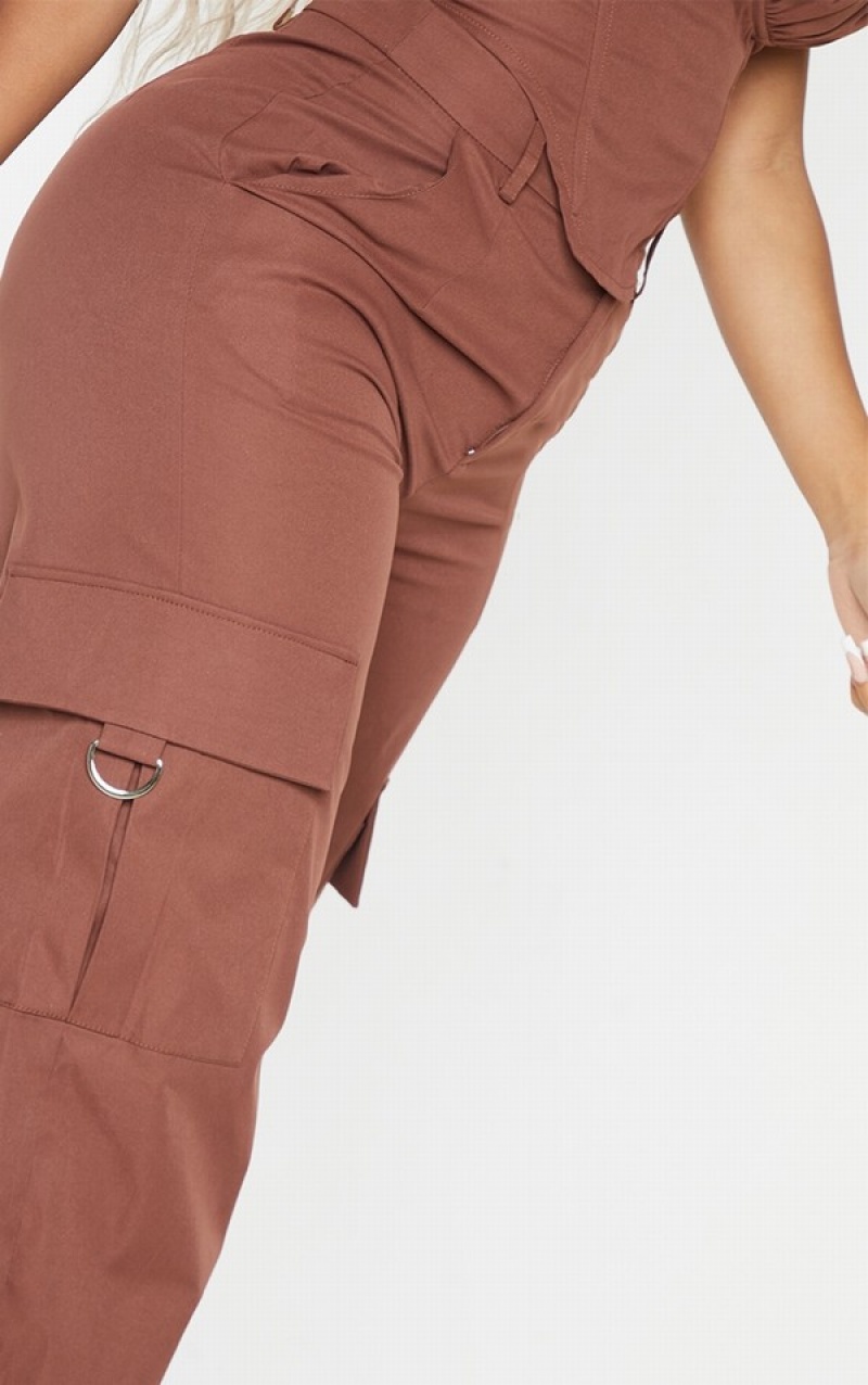 Chocolate / Brown Pretty Little Thing Shape Cargo Cuffed Sweatpants | HWGLVXU-02