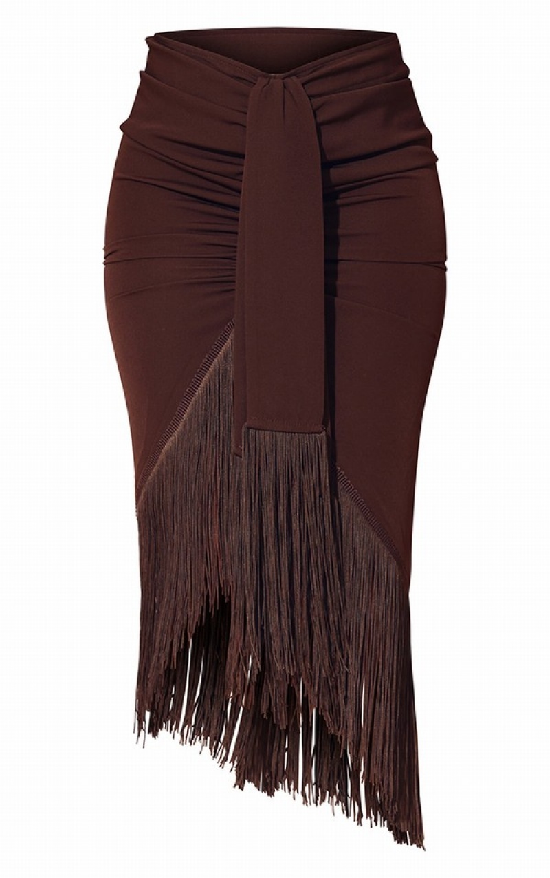 Chocolate / Brown Pretty Little Thing Tassel Hem Skirts | ARBLYCT-46