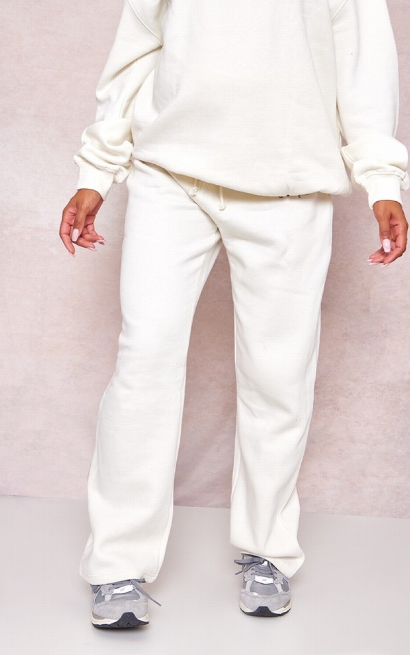 Cream Pretty Little Thing Maternity Plt EmbroideWide Leg Sweatpants | GOYBXCD-09