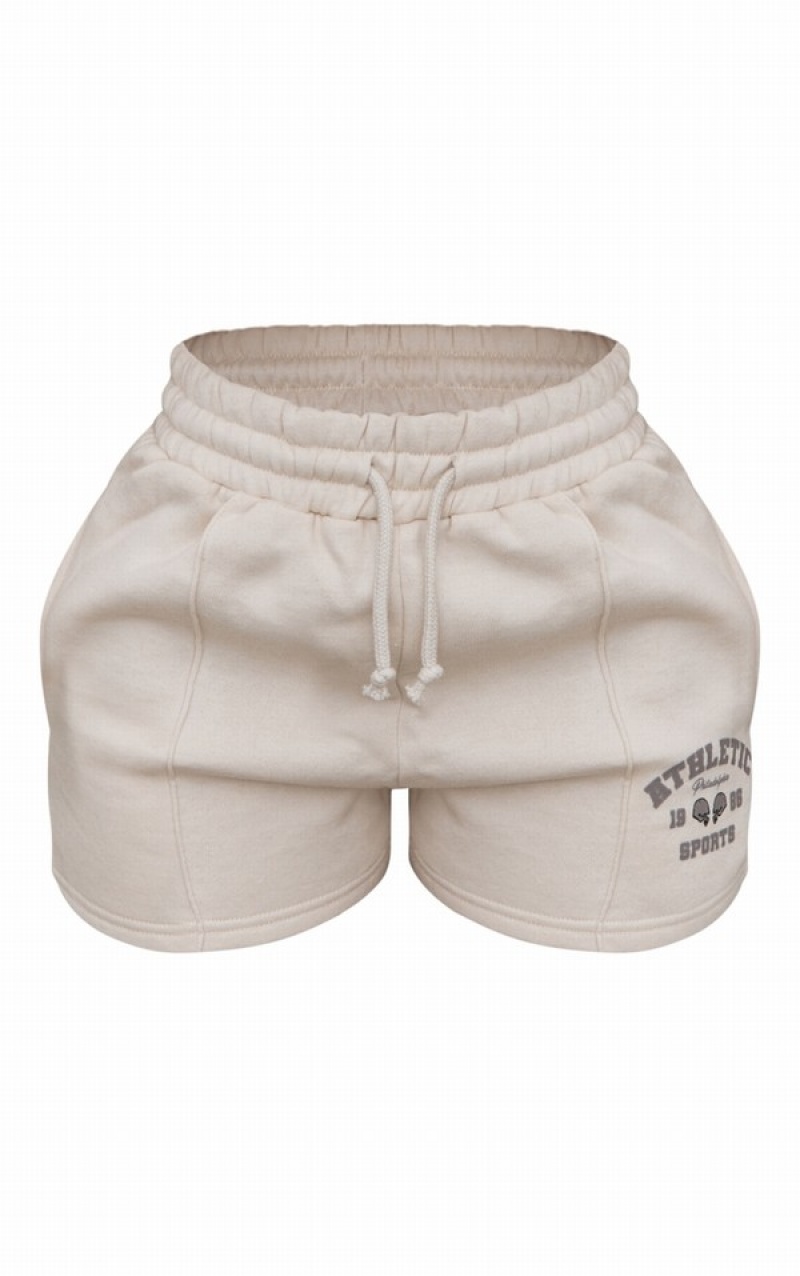 Cream Pretty Little Thing Petite Athletic Sports Shorts | DPOWENR-67