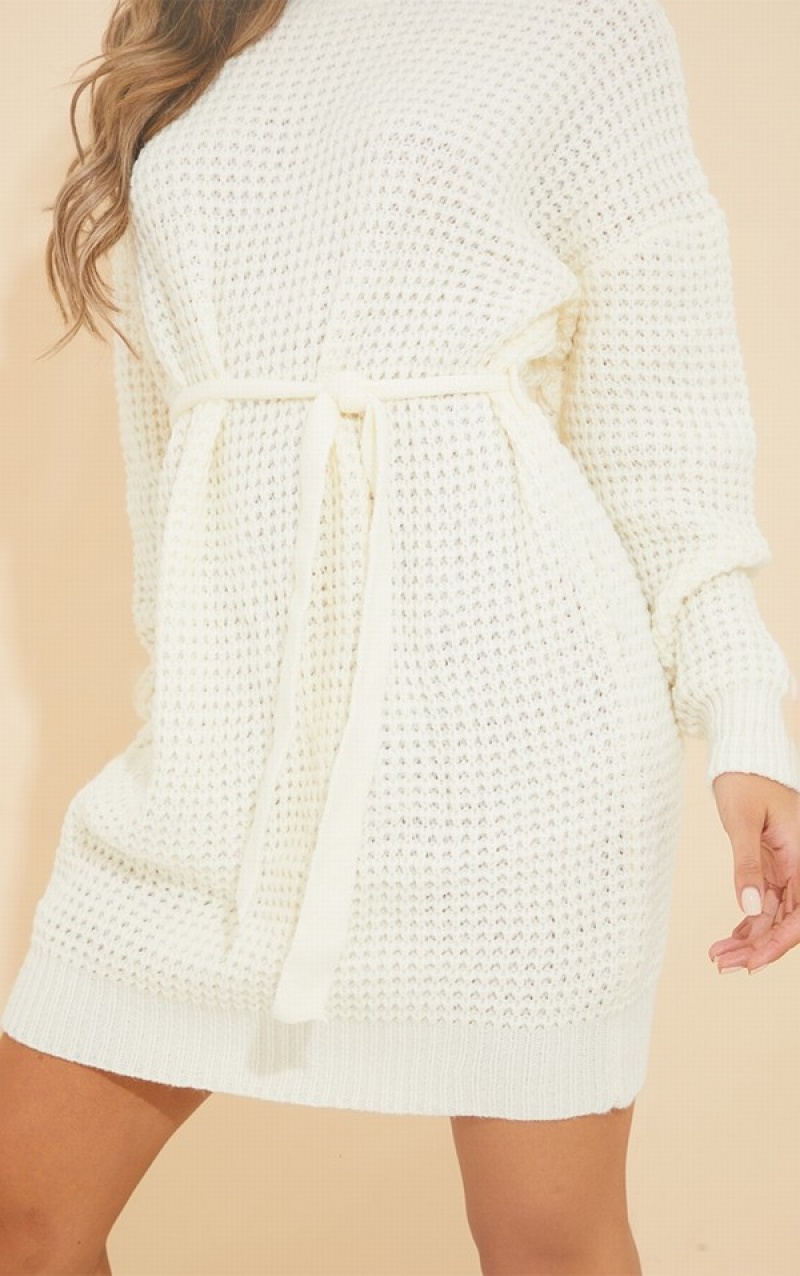 Cream Pretty Little Thing Soft ed Knitted Dresses | UYEBNKQ-70