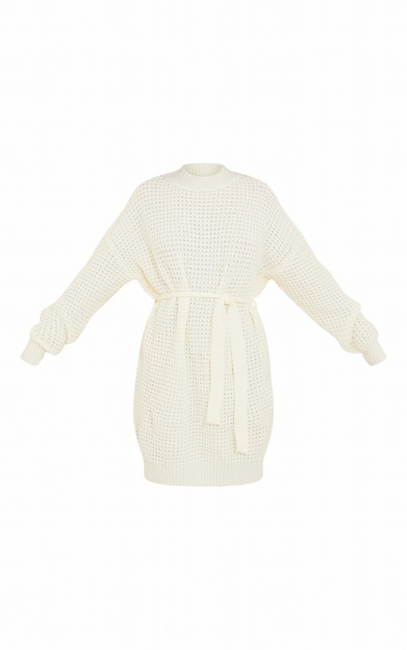 Cream Pretty Little Thing Soft ed Knitted Dresses | UYEBNKQ-70