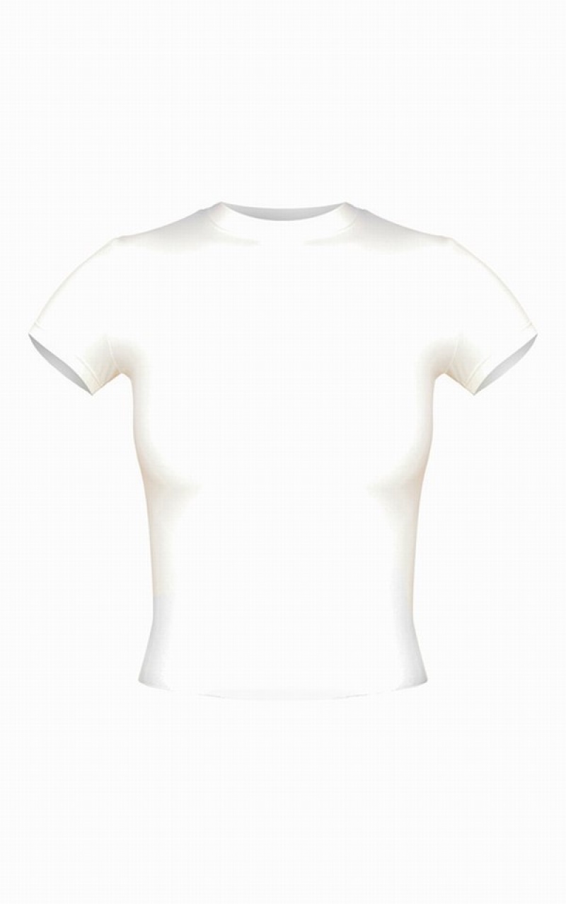 Cream Pretty Little Thing Tall Contour Sculpt Sleeve T-shirts | FZXIDOC-42