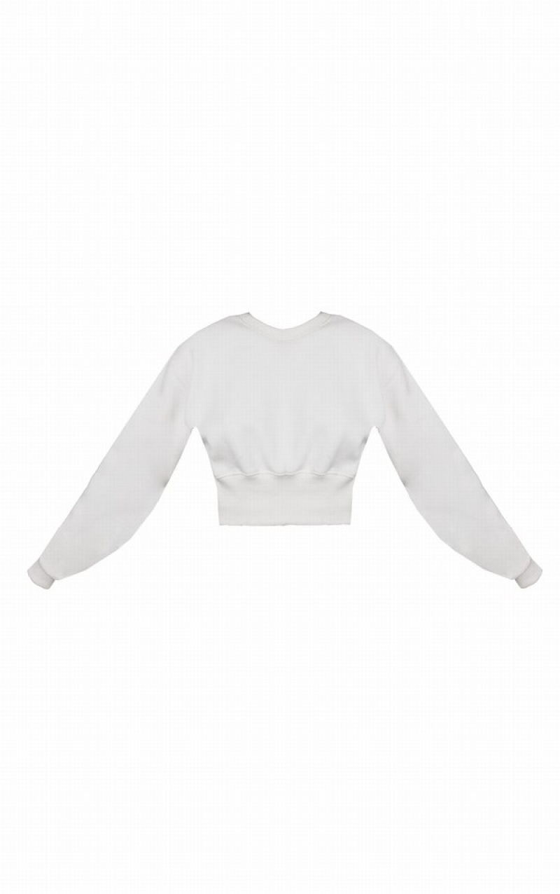 Cream Pretty Little Thing Tall Cropped Sweatshirts | RQKYHZJ-81