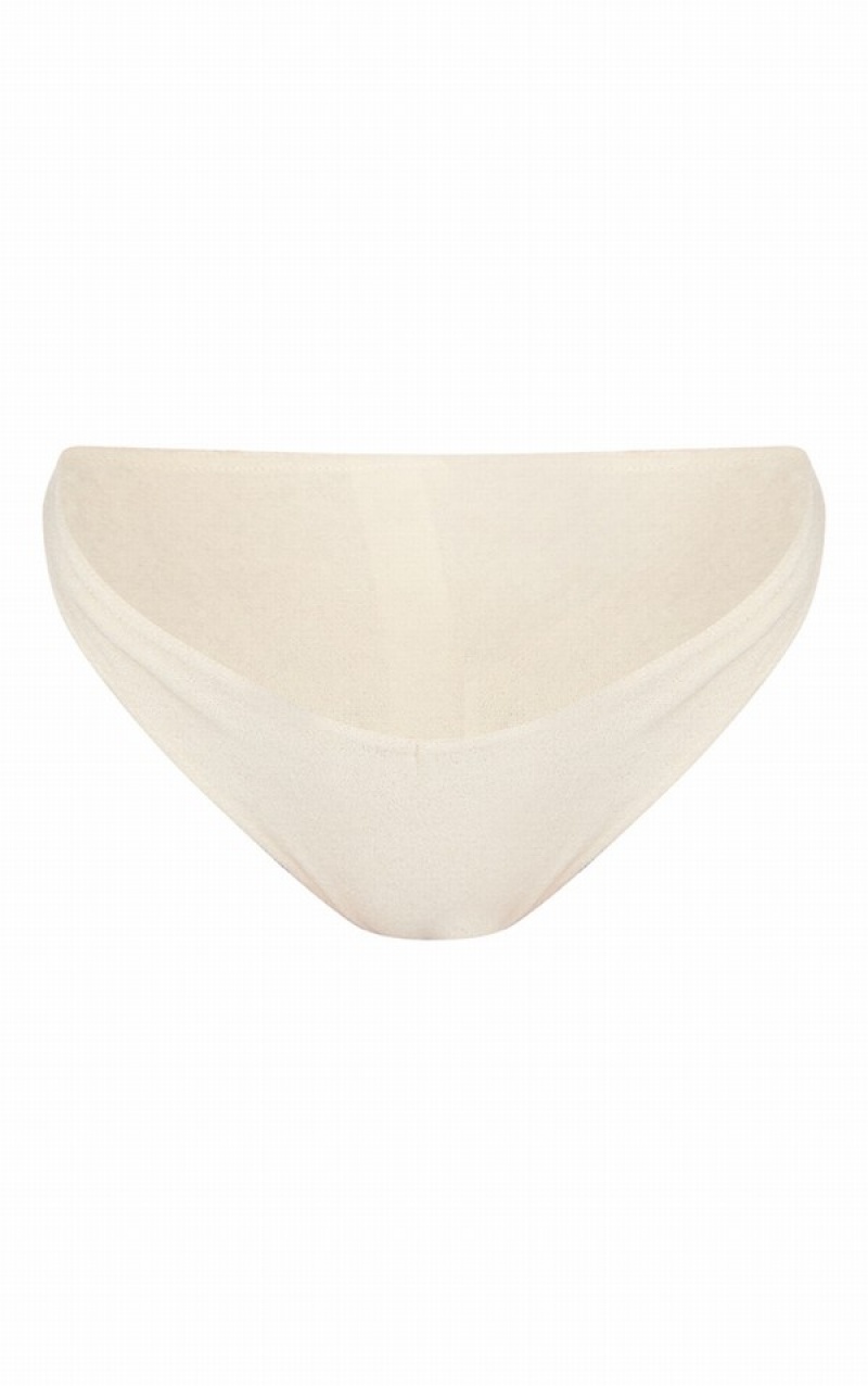 Cream Pretty Little Thing Towelling Bikini Bottoms | EKOZQXY-72