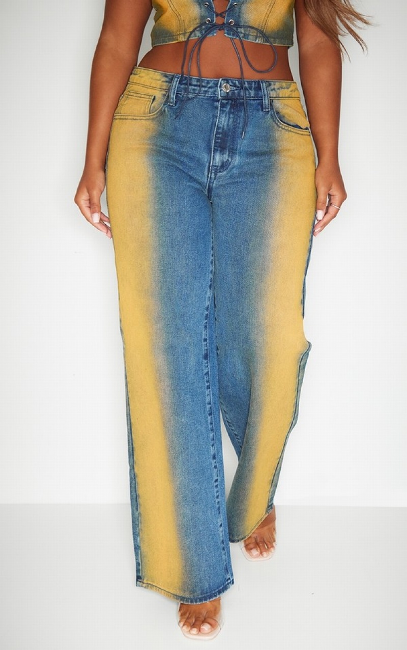 Dark Blue Pretty Little Thing Shape Washed Wide Leg Jeans | QTLCRJU-58