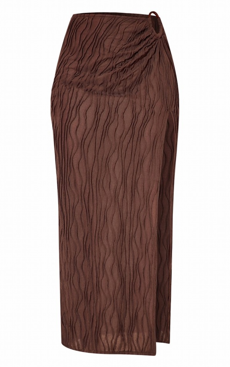 Dark Brown Pretty Little Thing TextuO-ring Front Skirts | FHSVWJY-15