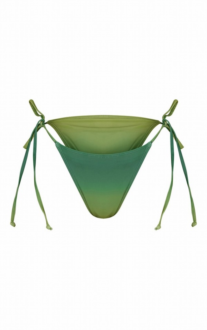 Dark Green Pretty Little Thing Ombre Tie Side Bikini Bottoms | QEJHVYT-30