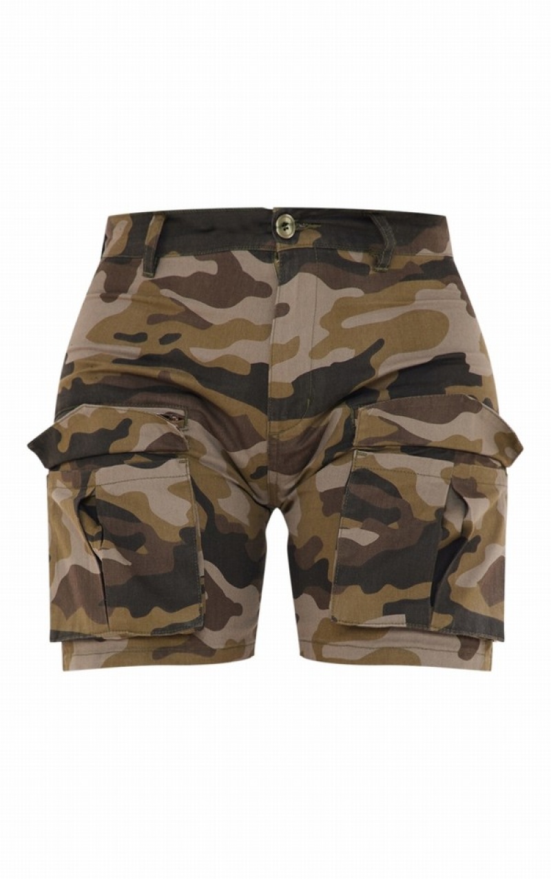 Dark Green Pretty Little Thing Twill Zip Pocket Mid Shorts | RNVEQXD-70