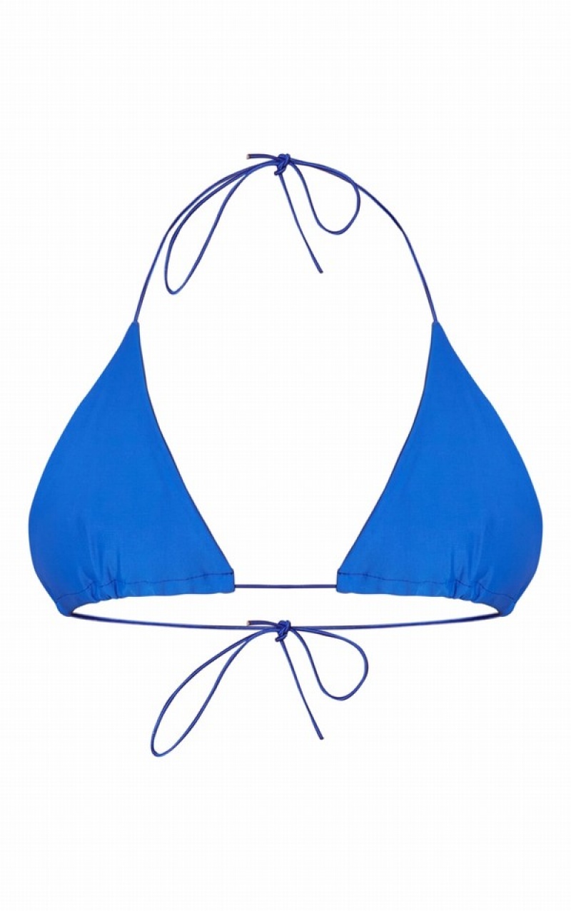 Deep Blue Pretty Little Thing Cobalt Triangle Shock Chord Bikini Tops | CZFIUML-19