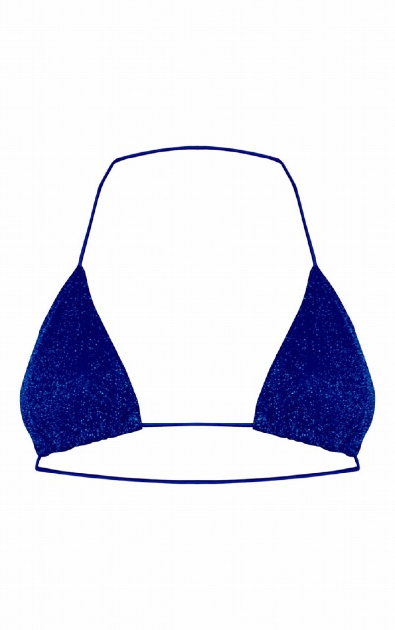 Deep Blue Pretty Little Thing Cobalt Triangle Glitter Bikini Bottoms | MNICGTY-67