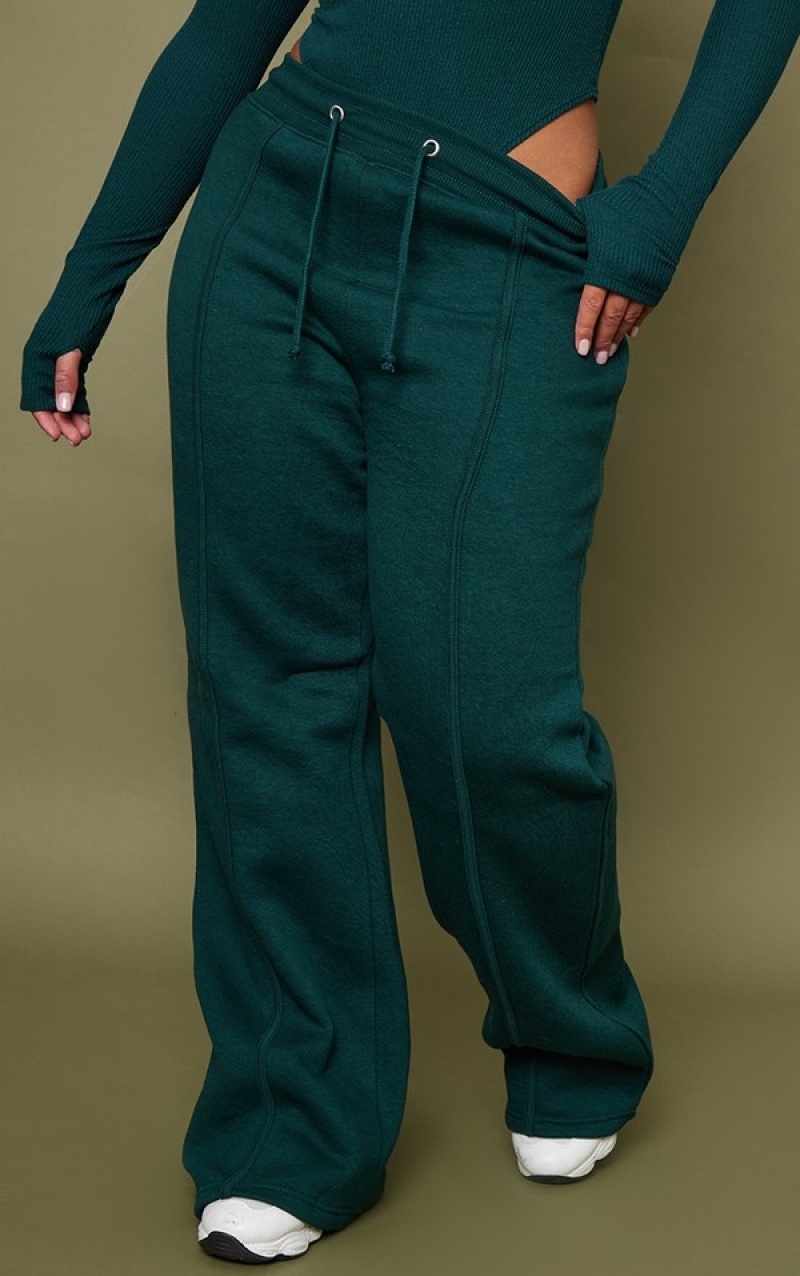 Deep Green Pretty Little Thing Shape Pine Binded Wide Leg Sweatpants | IYPMHFC-38