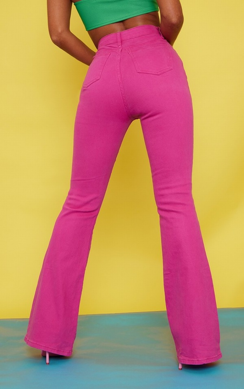 Fuchsia Pretty Little Thing 5 Pocket Stretch Flare Jeans | FTXYPZG-40