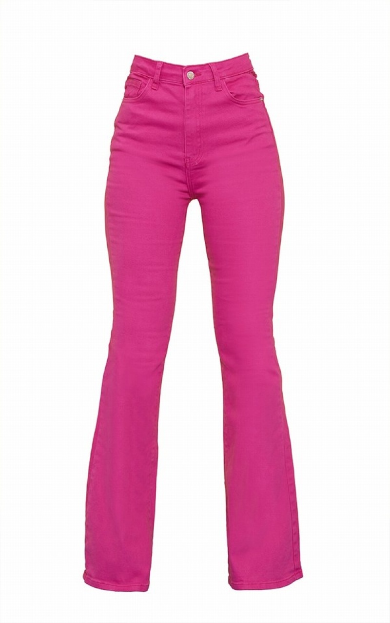 Fuchsia Pretty Little Thing 5 Pocket Stretch Flare Jeans | FTXYPZG-40