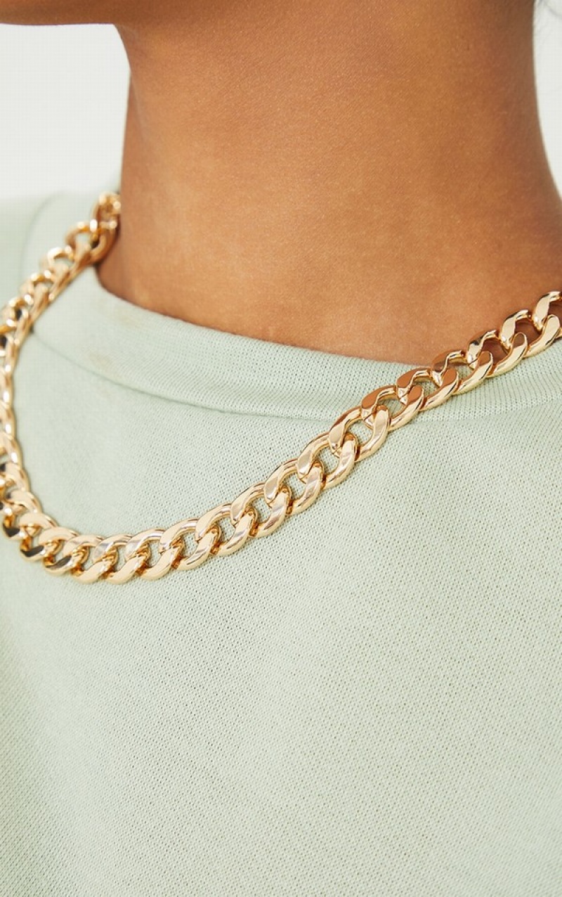 Gold Pretty Little Thing Chunky Thick Chain Jewelry | RTFZOUY-02