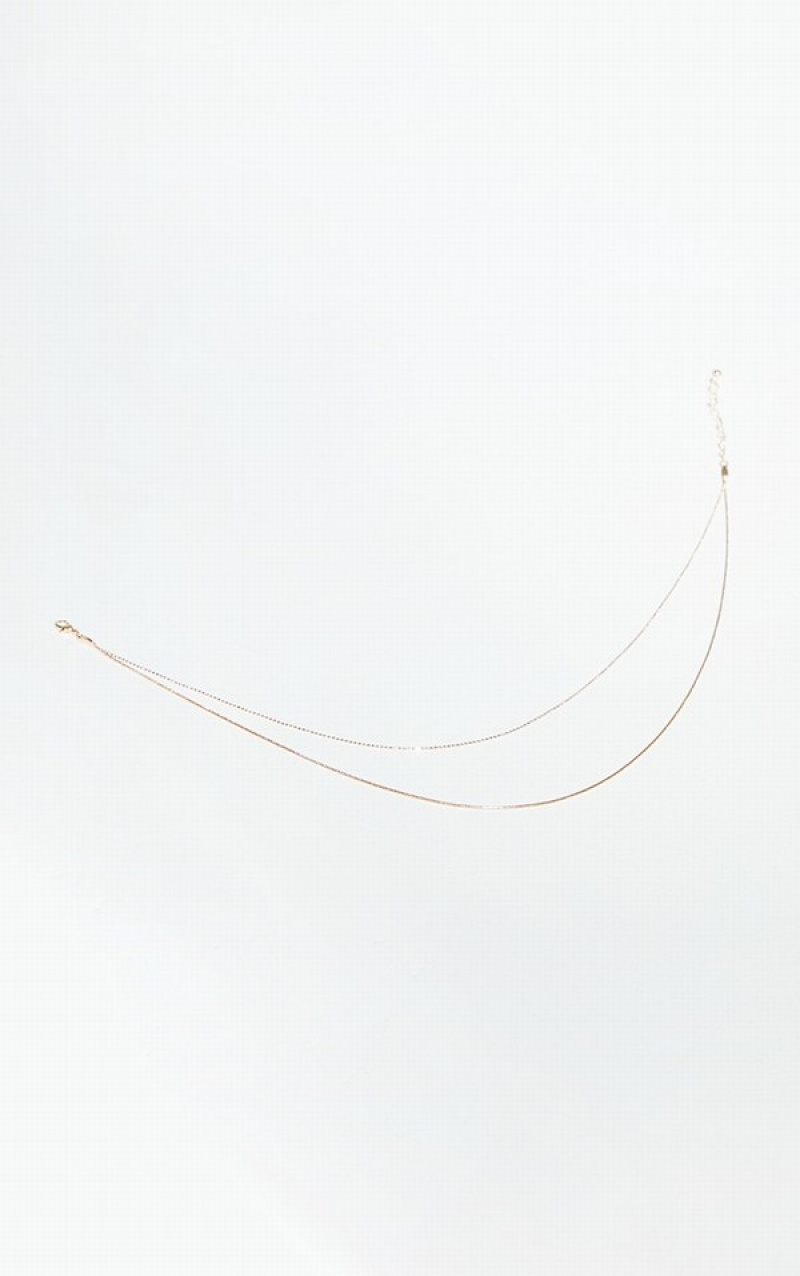 Gold Pretty Little Thing Dainty Simple Chain Double Layering Jewelry | QZBANMT-34