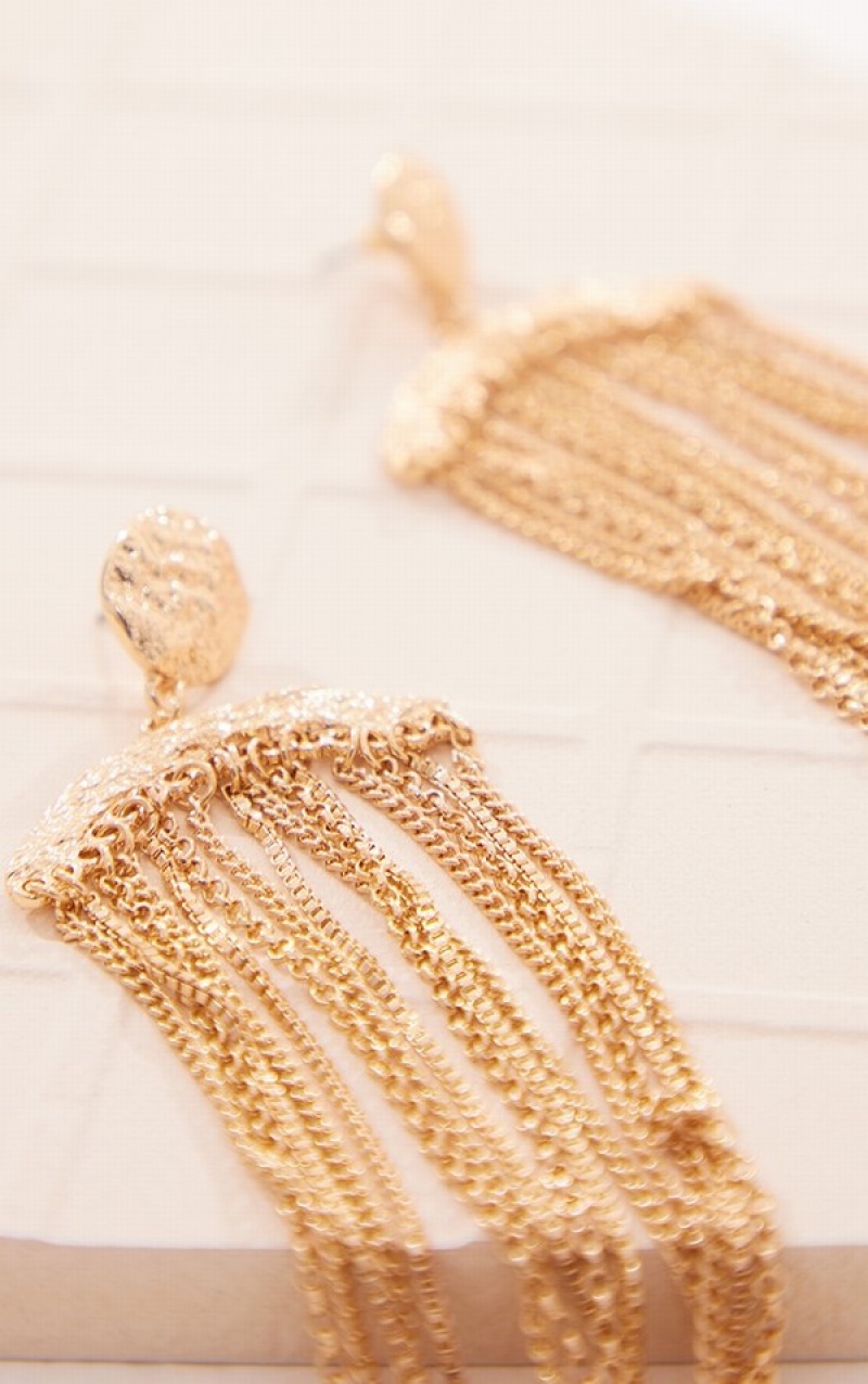 Gold Pretty Little Thing Extreme Tassel Statement Jewelry | UZBVJHA-10