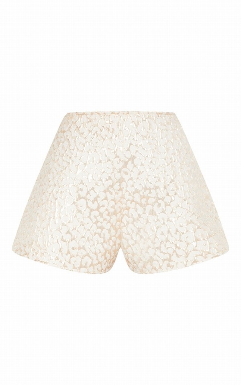 Gold Pretty Little Thing Foil Print A Line Shorts | RZHAXDK-73