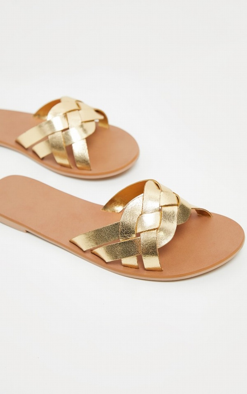 Gold Pretty Little Thing Platted Sandals | QFOVXYC-81