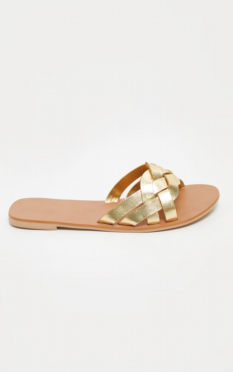 Gold Pretty Little Thing Platted Sandals | QFOVXYC-81