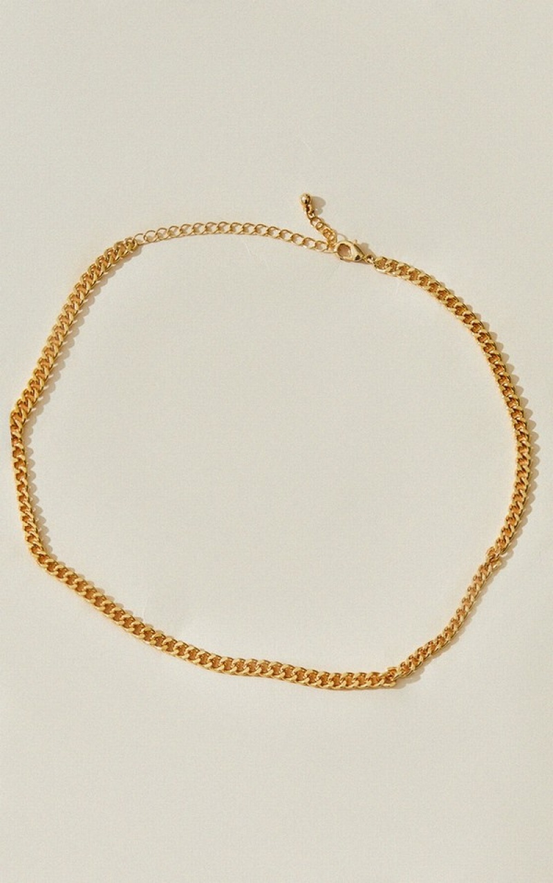 Gold Pretty Little Thing Real Plated Dainty Curb Chain Jewelry | QGBDSJA-69