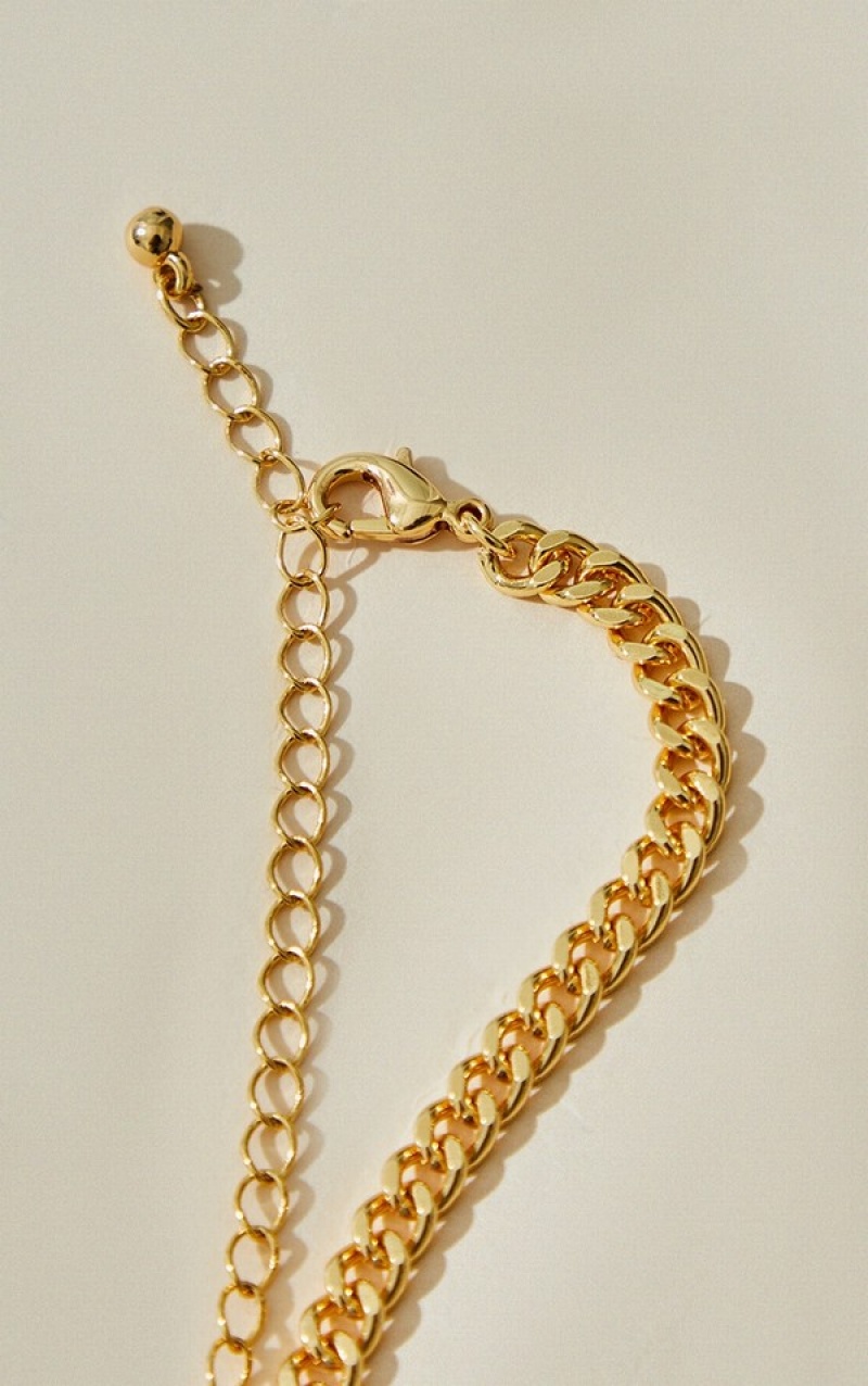 Gold Pretty Little Thing Real Plated Dainty Curb Chain Jewelry | QGBDSJA-69