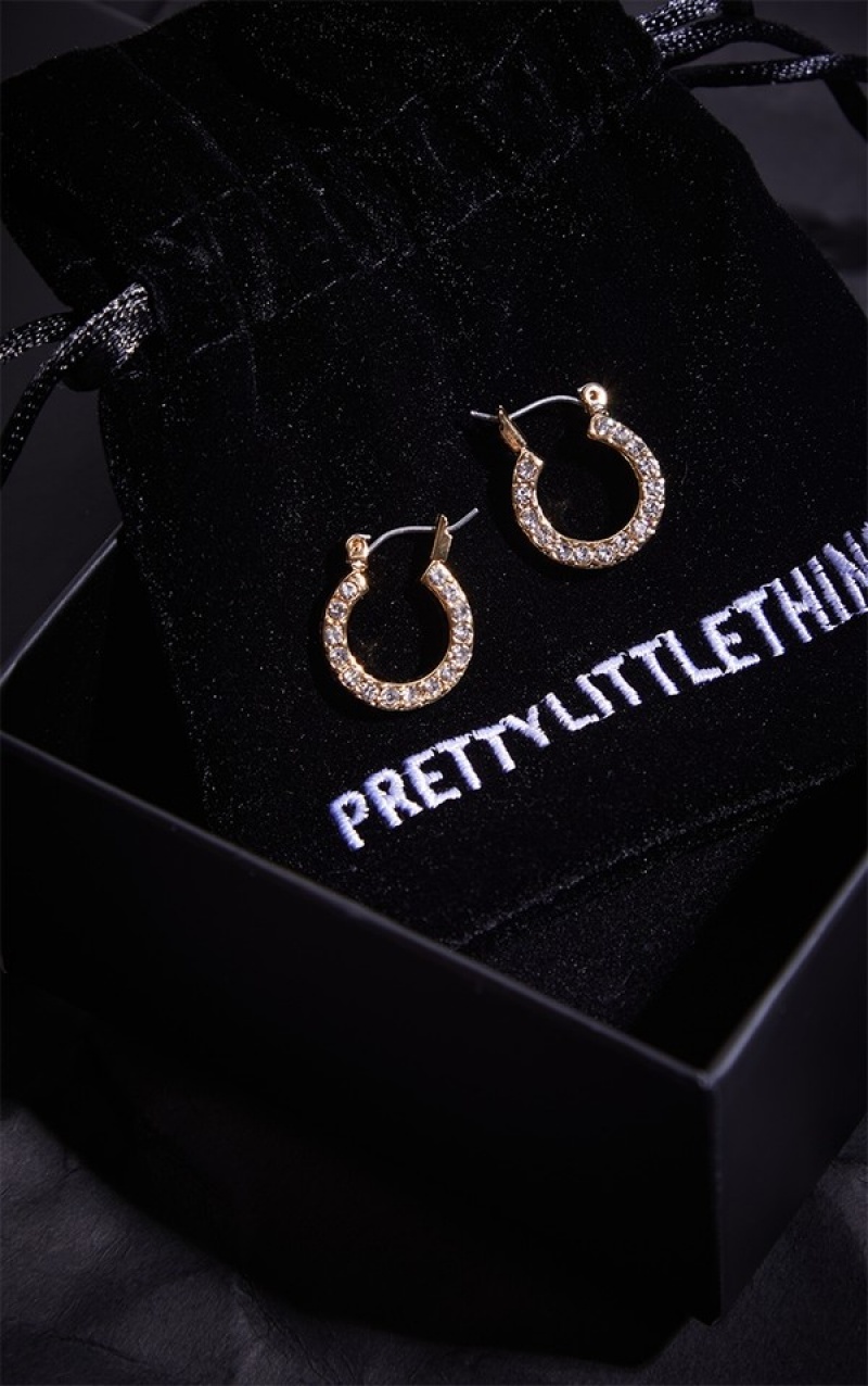 Gold Pretty Little Thing Real Plated Diamante Hoop Jewelry | ZVPMUYH-23