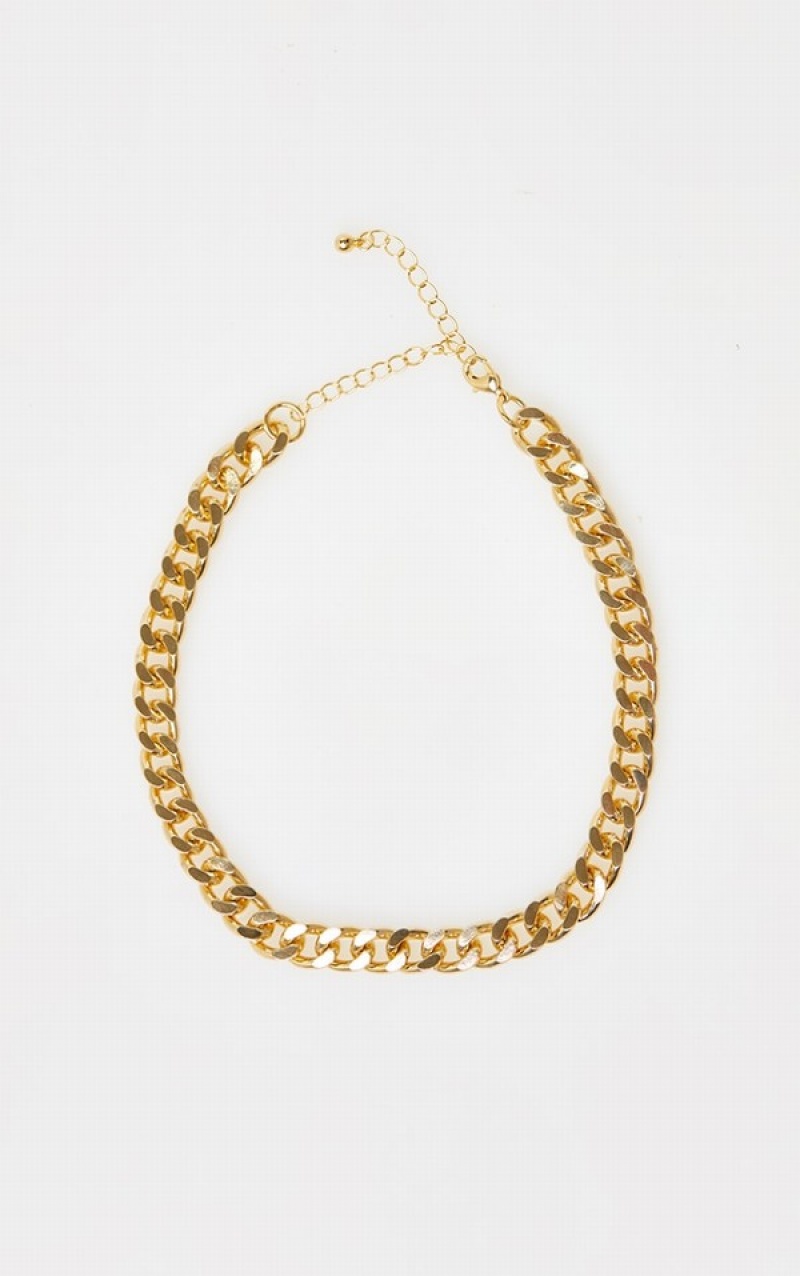 Gold Pretty Little Thing Real Plated Single Curb Chain Jewelry | FKILJOV-07