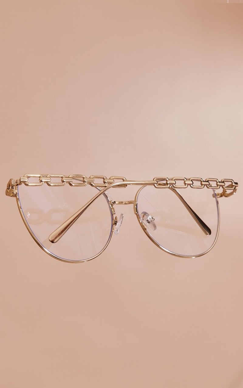 Gold Pretty Little Thing Rounded Cat Eye Readers Sunglasses | CJOYDLG-46