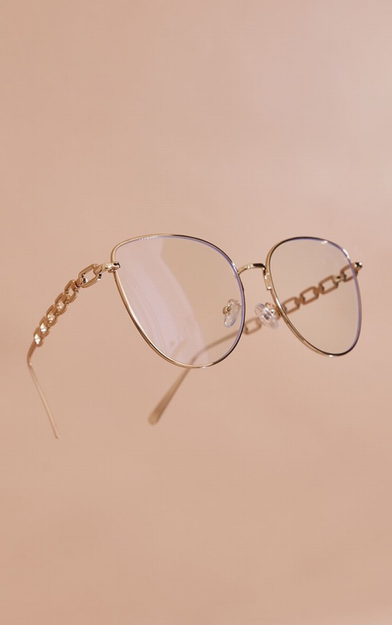 Gold Pretty Little Thing Rounded Cat Eye Readers Sunglasses | CJOYDLG-46