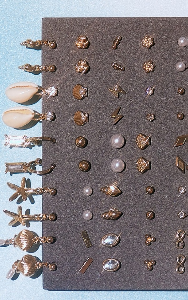 Gold Pretty Little Thing Shell Multipack Stud Jewelry | GFKNIZS-86