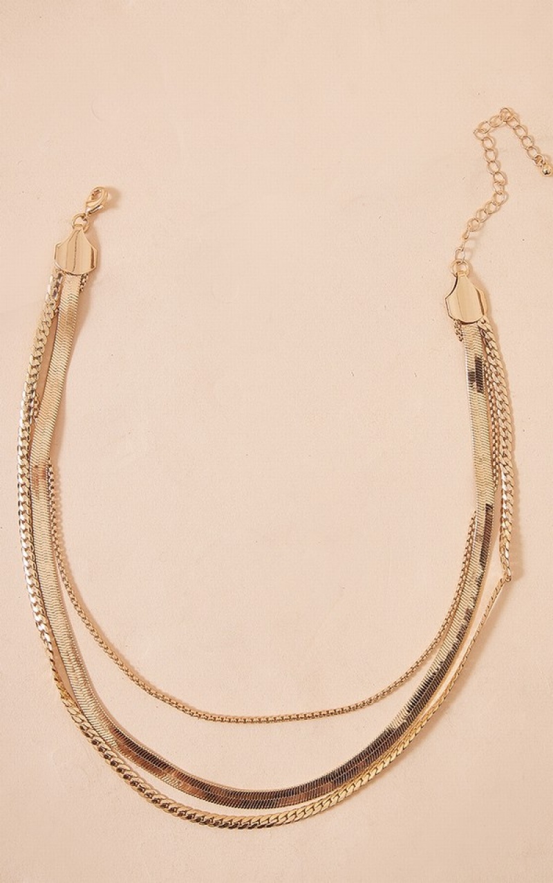 Gold Pretty Little Thing Snake Chain Layered Jewelry | OYWGLNQ-84