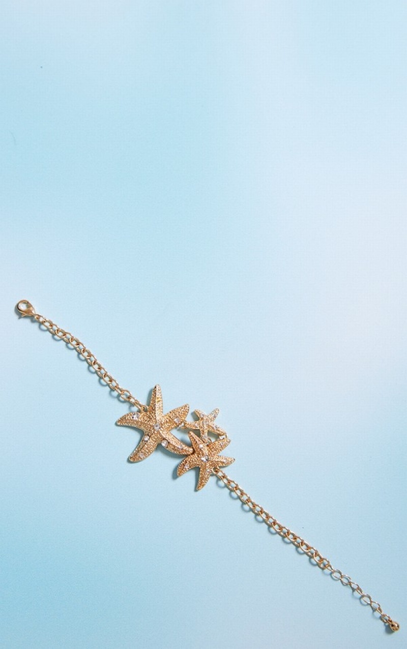 Gold Pretty Little Thing Starfishcelet Jewelry | HKBJORL-10