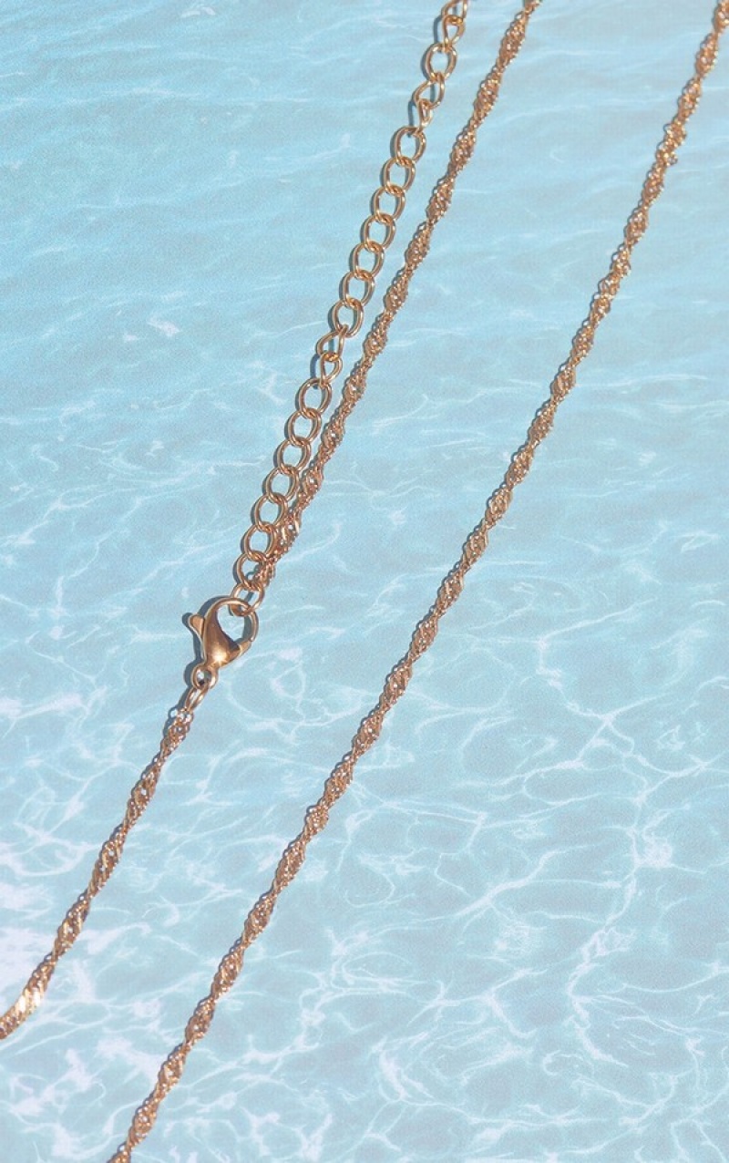 Gold Pretty Little Thing Water Resistant Twisted Belly Chain Jewelry | QWZVDAJ-48