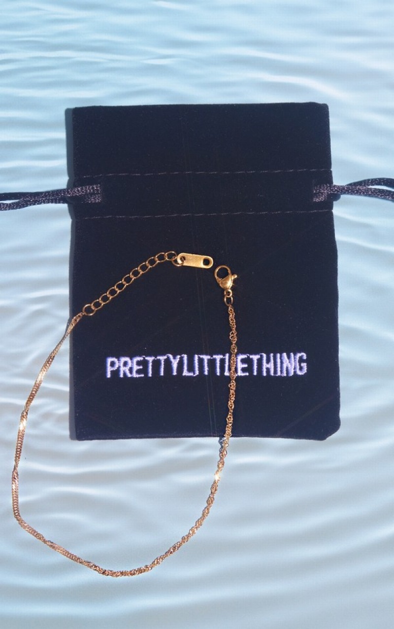 Gold Pretty Little Thing Water Resistant Twisted Anklet Jewelry | CXZNQPO-46