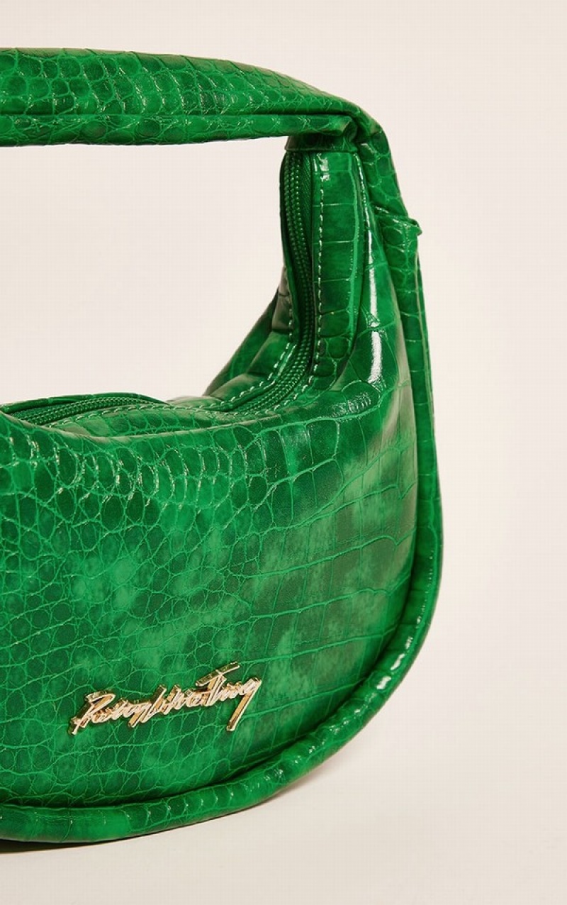 Green Pretty Little Thing PU Croc Grab Mini Bags | ELXYKGP-78