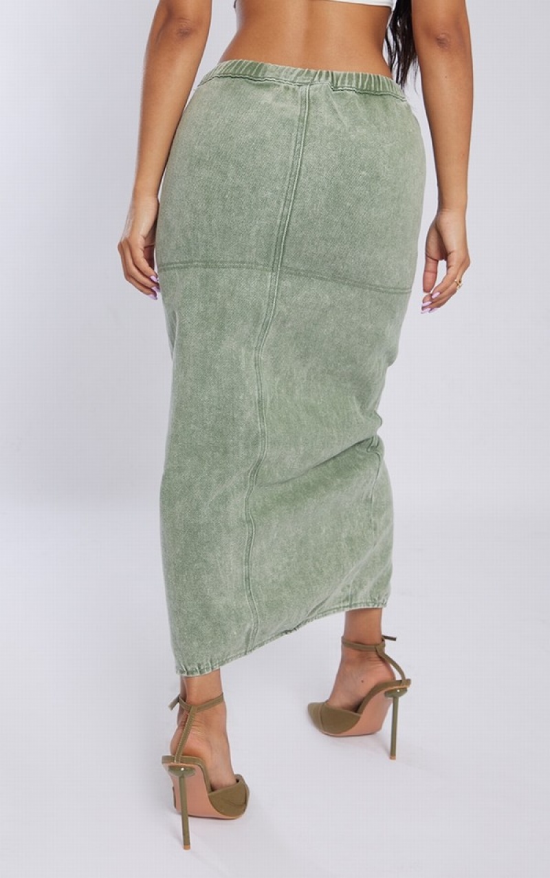 Green Pretty Little Thing Petite Washed Cargo Skirts | NIRCQUM-10