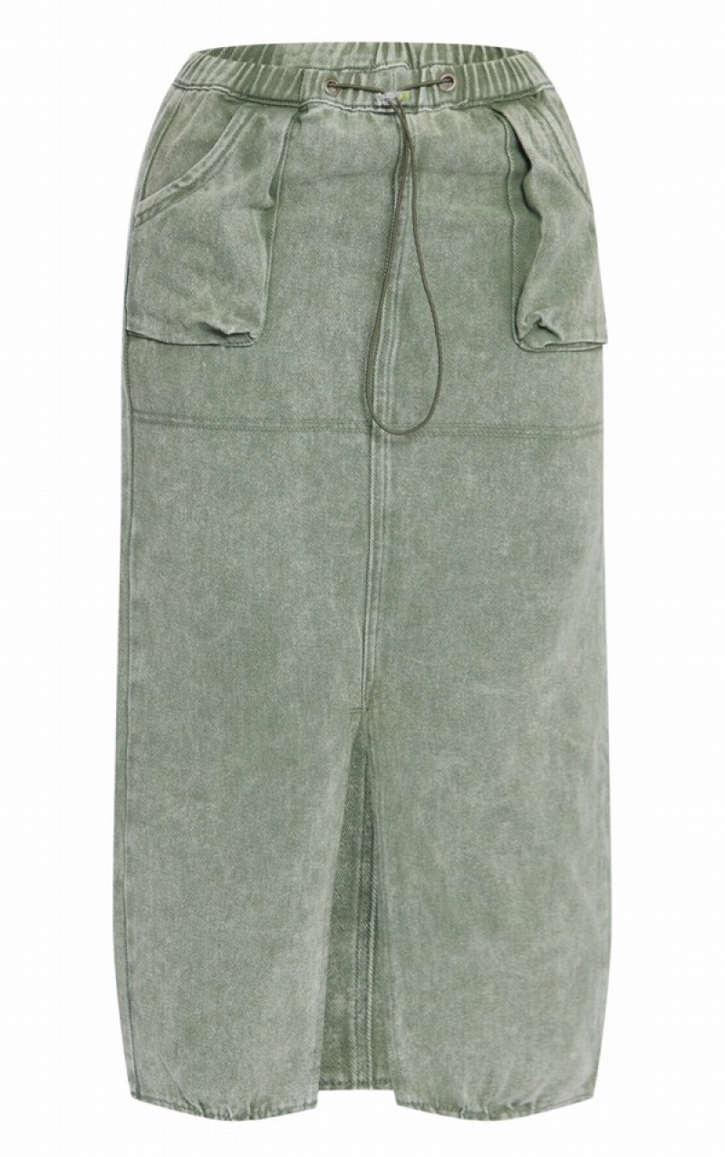 Green Pretty Little Thing Petite Washed Cargo Skirts | NIRCQUM-10